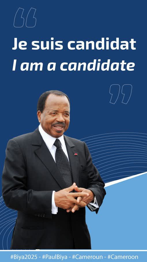 Cameroun : Le Président Paul Biya se présente au scrutin d'octobre 2025